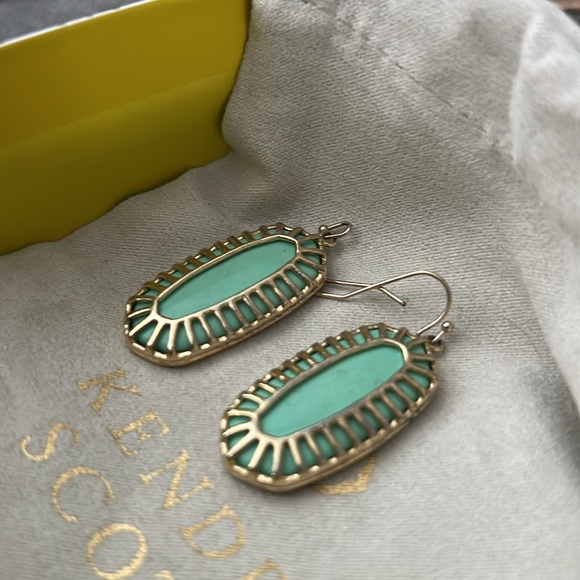 Kendra Scott seagreen Elle framed gold drop earrings - Picture 2 of 2